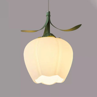Elegant White Petal Glass Flower Bedroom Pendant Light Zawala Image - 11
