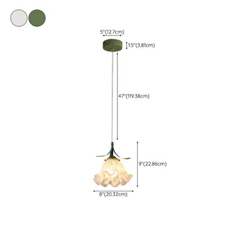 Elegant White Petal Glass Flower Bedroom Pendant Light Zawala #size
