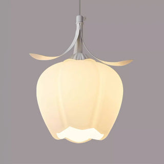 Elegant White Petal Glass Flower Bedroom Pendant Light Zawala Image - 6