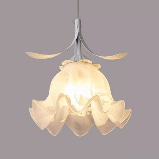 Elegant White Petal Glass Flower Bedroom Pendant Light Zawala Image - 7