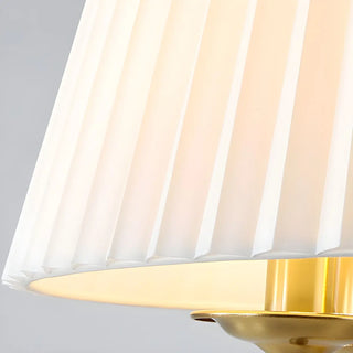 ZOWALA - Elegant White Pleated Fabric Drum Brass Chandelier