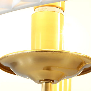ZOWALA - Elegant White Pleated Fabric Drum Brass Chandelier