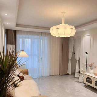 ZOWALA - Elegant White Silk Drum Ambient Chandelier Image - 1