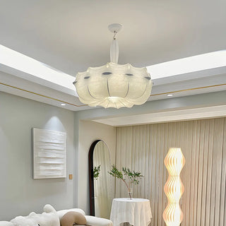 ZOWALA - Elegant White Silk Drum Ambient Chandelier Image - 2