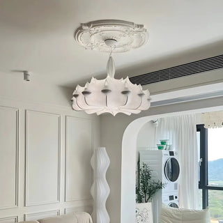 ZOWALA - Elegant White Silk Drum Ambient Chandelier Image - 3