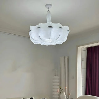 ZOWALA - Elegant White Silk Drum Ambient Chandelier Image - 5