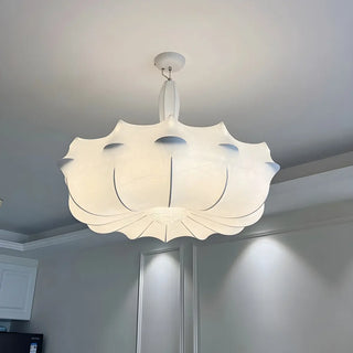 ZOWALA - Elegant White Silk Drum Ambient Chandelier Image - 6