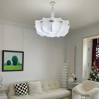 ZOWALA - Elegant White Silk Drum Ambient Chandelier Image - 7