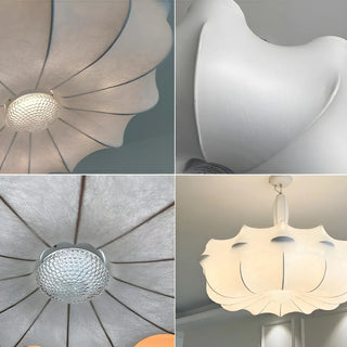 ZOWALA - Elegant White Silk Drum Ambient Chandelier Image - 9