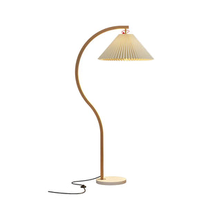 Elegant Cone and Wood-Color Metal Curved Floor Lamp Zawala Image - 11