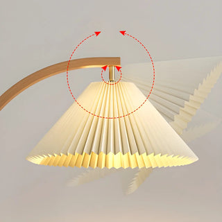 Elegant Cone and Wood-Color Metal Curved Floor Lamp Zawala Image - 7