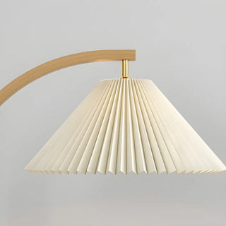 Elegant Cone and Wood-Color Metal Curved Floor Lamp Zawala Image - 9