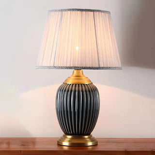 ZOWALA - Modern Ceramic Fabric Table Lamp White Image - 10