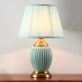 ZOWALA - Modern Ceramic Fabric Table Lamp White Image - 12