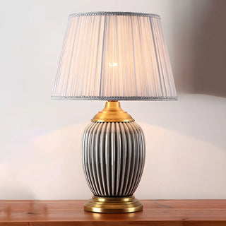 ZOWALA - Modern Ceramic Fabric Table Lamp White Image - 14