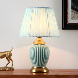 ZOWALA - Modern Ceramic Fabric Table Lamp White Image - 16
