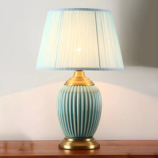 ZOWALA - Modern Ceramic Fabric Table Lamp White Image - 17