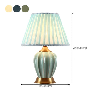 ZOWALA - Modern Ceramic Fabric Table Lamp White #size