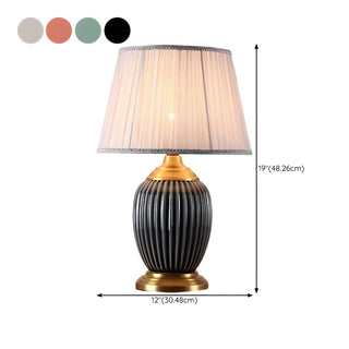 ZOWALA - Modern Ceramic Fabric Table Lamp White Image - 27