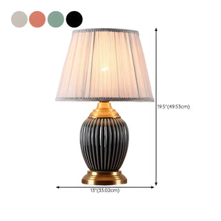 ZOWALA - Modern Ceramic Fabric Table Lamp White Image - 28