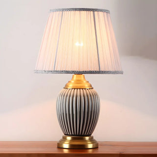 ZOWALA - Modern Ceramic Fabric Table Lamp White Image - 4