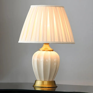ZOWALA - Modern Ceramic Fabric Table Lamp White Image - 6