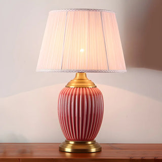 ZOWALA - Modern Ceramic Fabric Table Lamp White Image - 7