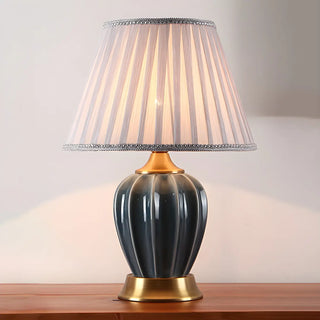 ZOWALA - Modern Ceramic Fabric Table Lamp White Image - 9