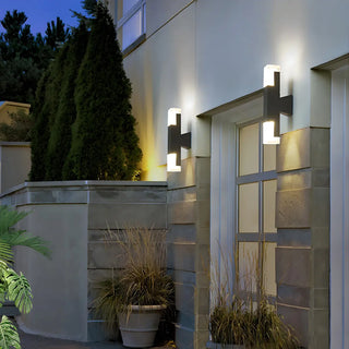 Exterior Black Modern Geometric Metal LED Wall Light Zawala Image - 2