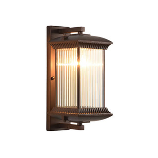 Brown Modern Box Glass Exterior LED Wall Sconces Zawala Image - 10