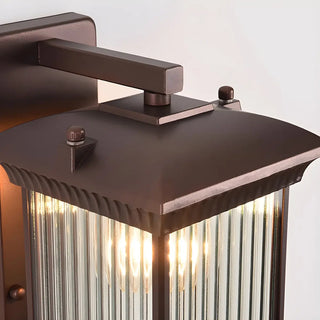 Brown Modern Box Glass Exterior LED Wall Sconces Zawala Image - 11