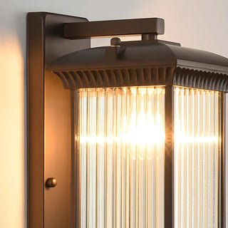 Brown Modern Box Glass Exterior LED Wall Sconces Zawala Image - 12