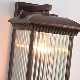 Brown Modern Box Glass Exterior LED Wall Sconces Zawala Image - 13