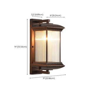 Brown Modern Box Glass Exterior LED Wall Sconces Zawala #size
