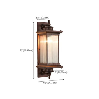 Brown Modern Box Glass Exterior LED Wall Sconces Zawala Image - 15