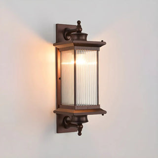 Brown Modern Box Glass Exterior LED Wall Sconces Zawala Image - 7