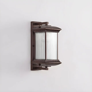 Brown Modern Box Glass Exterior LED Wall Sconces Zawala Image - 8