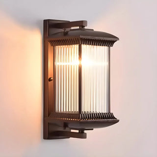 Brown Modern Box Glass Exterior LED Wall Sconces Zawala Image - 9