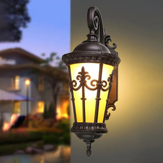 Exterior Rustic Lantern Glass Coffee LED Wall Light Zawala Image - 1