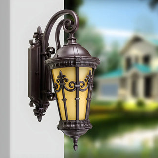 Exterior Rustic Lantern Glass Coffee LED Wall Light Zawala Image - 2