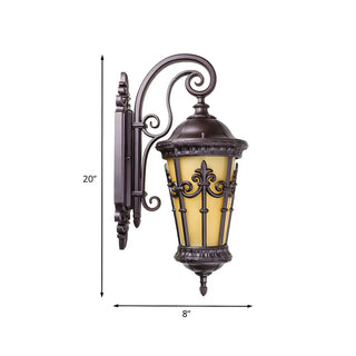 Exterior Rustic Lantern Glass Coffee LED Wall Light Zawala #size