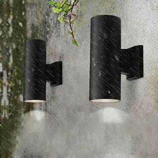 Modern Black Metal Cylinder Up Down Exterior Wall Light Zawala Image - 2