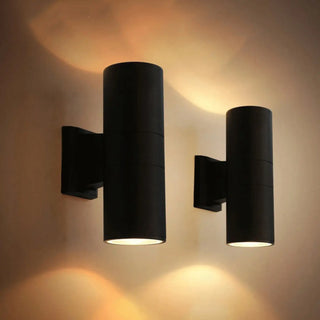 Modern Black Metal Cylinder Up Down Exterior Wall Light Zawala Image - 3