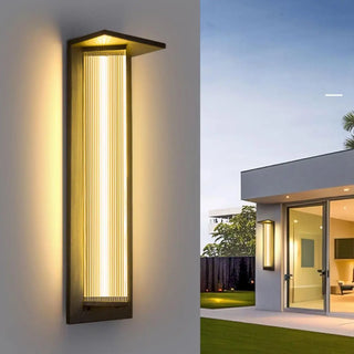 Modern Vertical Black Metal Exterior Wall Light Fixture Zawala Image - 1