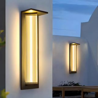 Modern Vertical Black Metal Exterior Wall Light Fixture Zawala Image - 2