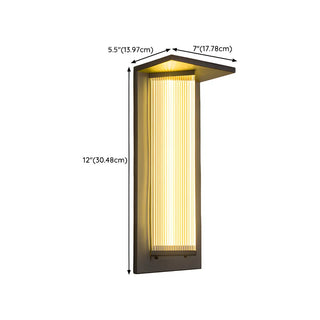 Modern Vertical Black Metal Exterior Wall Light Fixture Zawala #size
