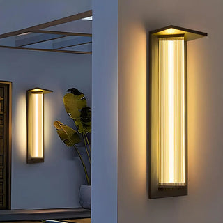 Modern Vertical Black Metal Exterior Wall Light Fixture Zawala Image - 3
