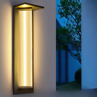 Modern Vertical Black Metal Exterior Wall Light Fixture Zawala Image - 5