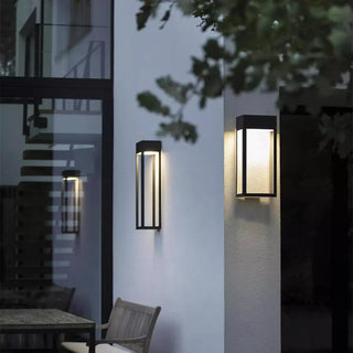 Waterproof Black Rectangular Steel External Wall Sconce Zawala Image - 1