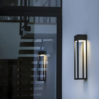 Waterproof Black Rectangular Steel External Wall Sconce Zawala Image - 4
